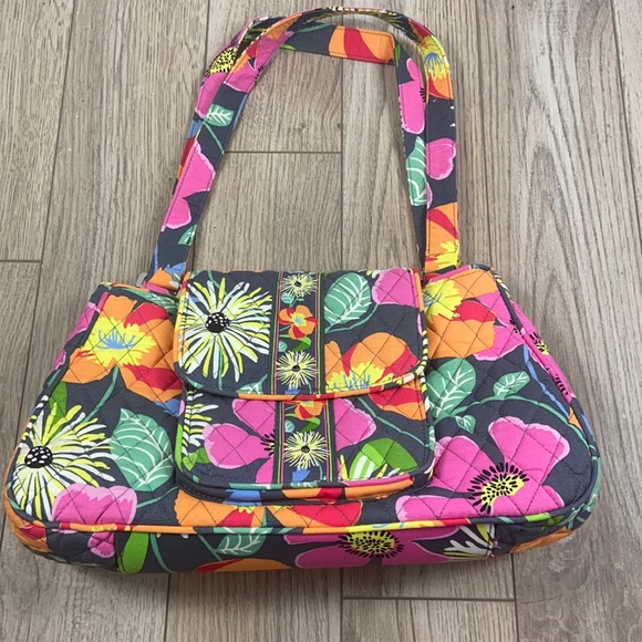 Vera Bradley Handbags - Like new Vera Bradley floral grey double strap shoulder bag